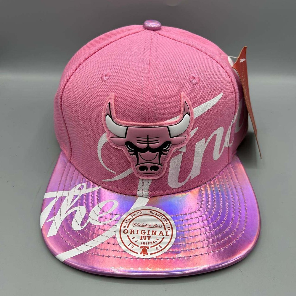 Chicago Bulls NBA Hat Men Pink The Finals Mitchell & Ness Snap Back Cap New